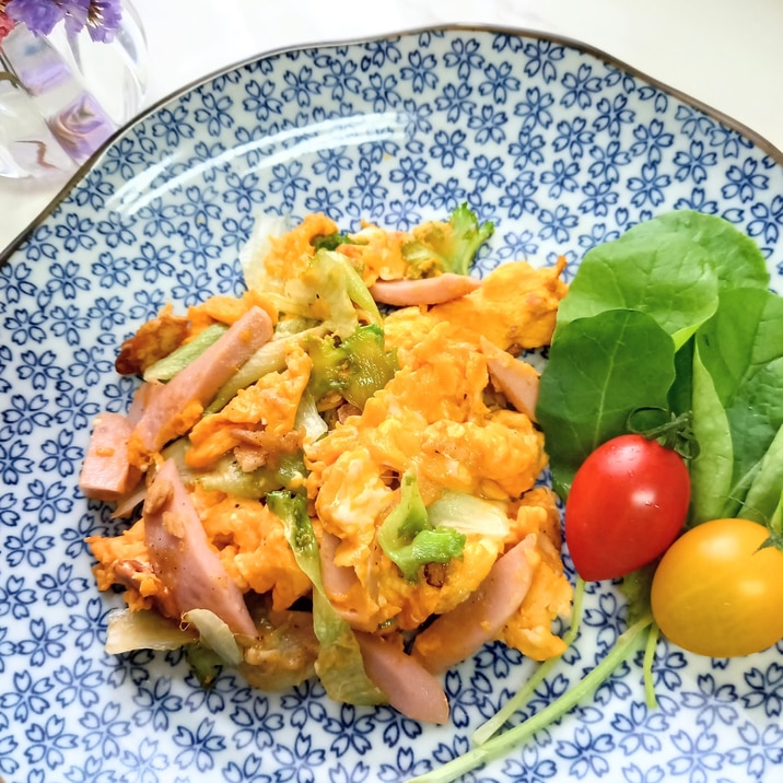 残ったレタスでᕷ* 魚魚とレタスの卵炒めꕤ୭*